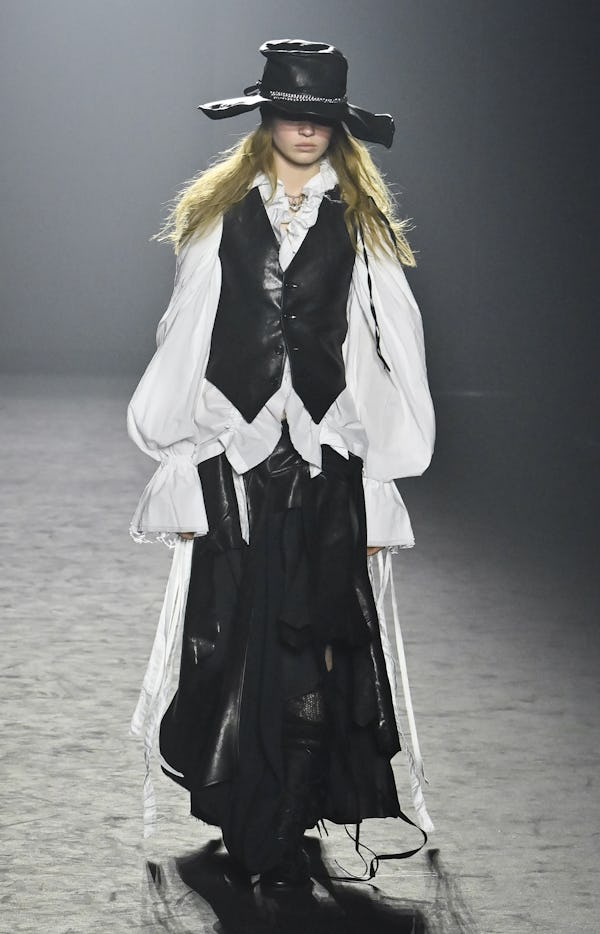 A model walks the runway during the Ann Demeulemeester Ready to Wear Fall/Winter 2025-2026 fashion s...