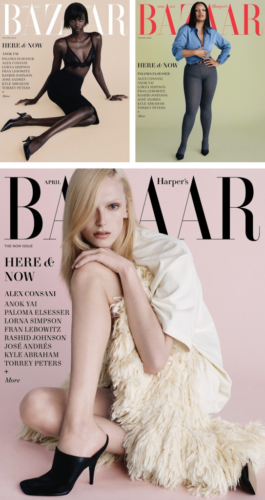 US Harper’s Bazaar April 2025 : Alex Consani, Anok Yai & Paloma Elsesser by Ethan James Green