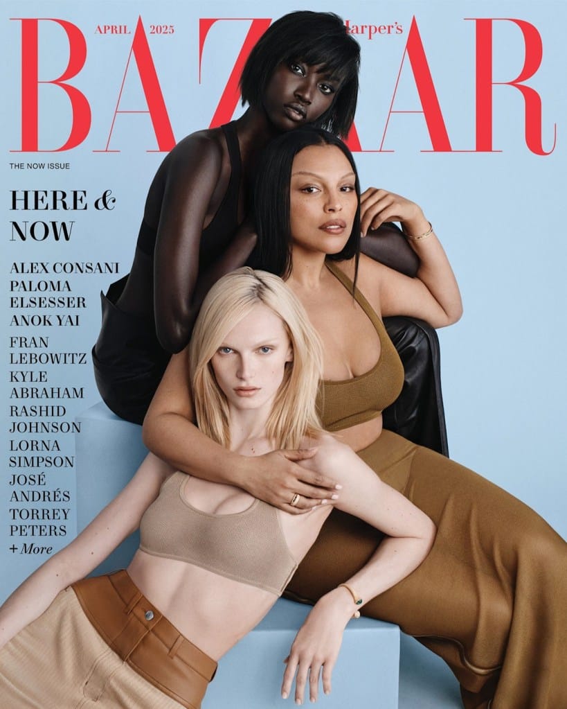 Alex Consani Anok Yai Paloma Elsesser US Harper’s Bazaar April 2025