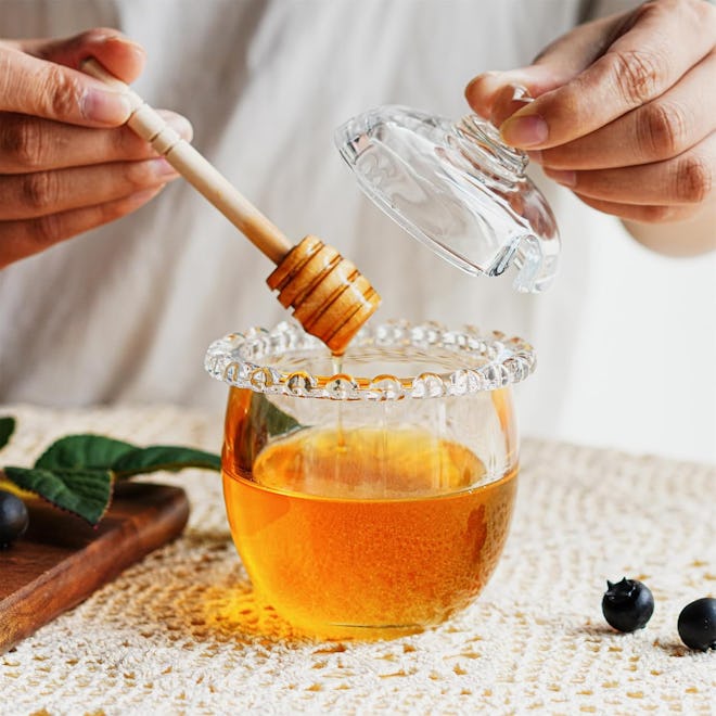  kanpura Glass Honey Jar 