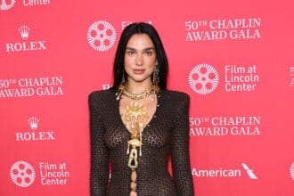 Dua Lipa Sourced Schiaparelli Fall 2025 For A Sheer, Underwear-Baring Dress
