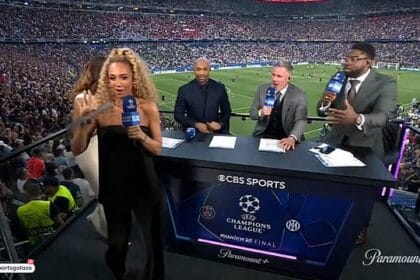 Kate Abdo stuns Thierry Henry and Micah Richards with shock exit live on air during CBS Sports’ Champions League final coverage – before being replaced by new presenter