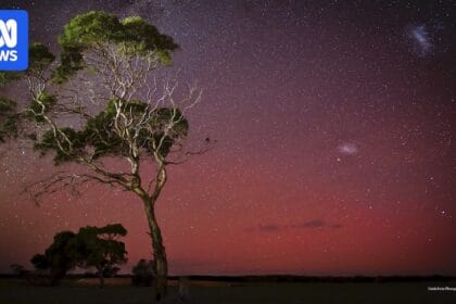 Aurora australis lights up the sky over southern Australia