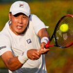 Wimbledon hopeful takes on ‘servebot’ but suffered crushing Centre Court defeat despite Nick Kyrgios’ Jordans rule break