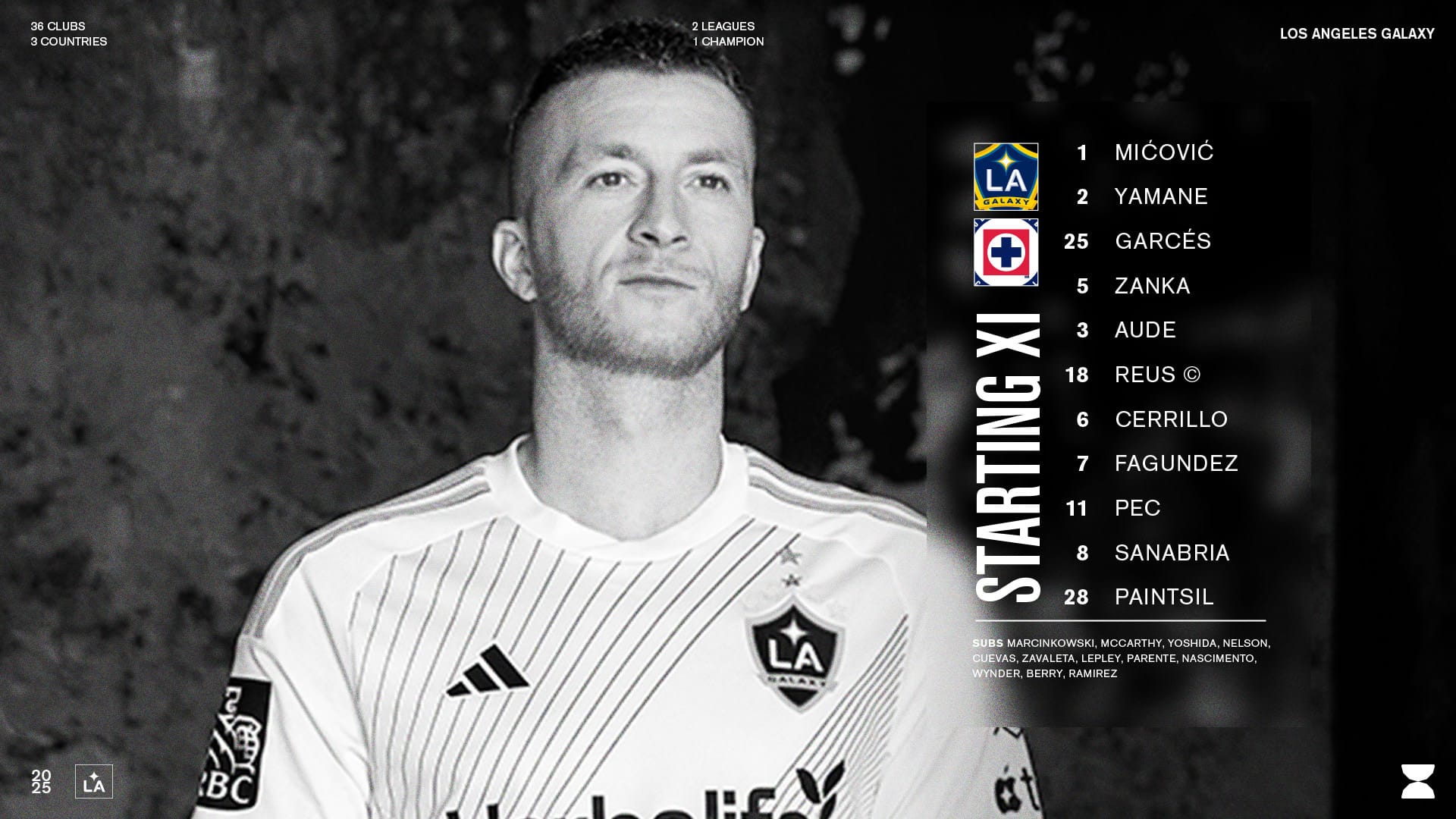 Starting XI: LA Galaxy vs Cruz Azul | August 3, 2025 Starting XI: LA Galaxy vs Cruz Azul | August 3, 2025