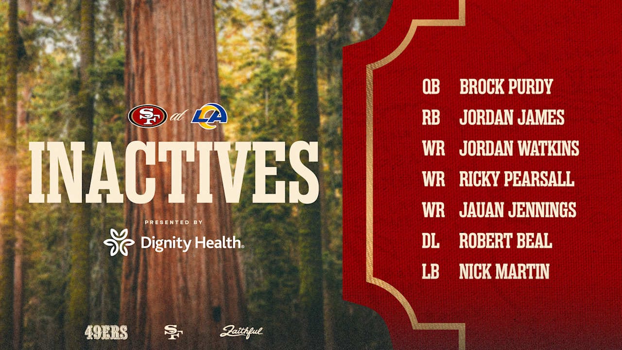 Jones Set to Start TNF; Pearsall, Jennings OUT; Inactives for Week 5 #SFvsLAR