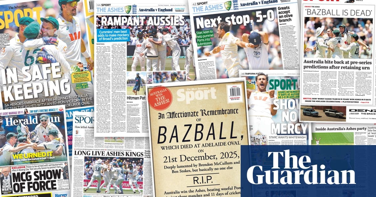 ‘RIP’: Australian media revels in ‘deeply lamented’ death of Bazball after Ashes woe | Ashes 2025-26