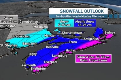 Nor’easter to bring a snowy start to Monday in Nova Scotia