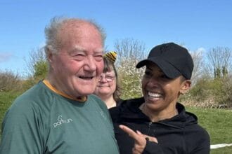 Dame Kelly Holmes takes part in Sittingbourne Parkrun at Milton Creek Country Park