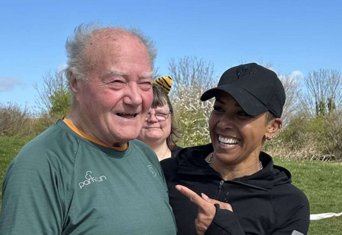 Dame Kelly Holmes takes part in Sittingbourne Parkrun at Milton Creek Country Park Dame Kelly Holmes takes part in Sittingbourne Parkrun at Milton Creek Country Park