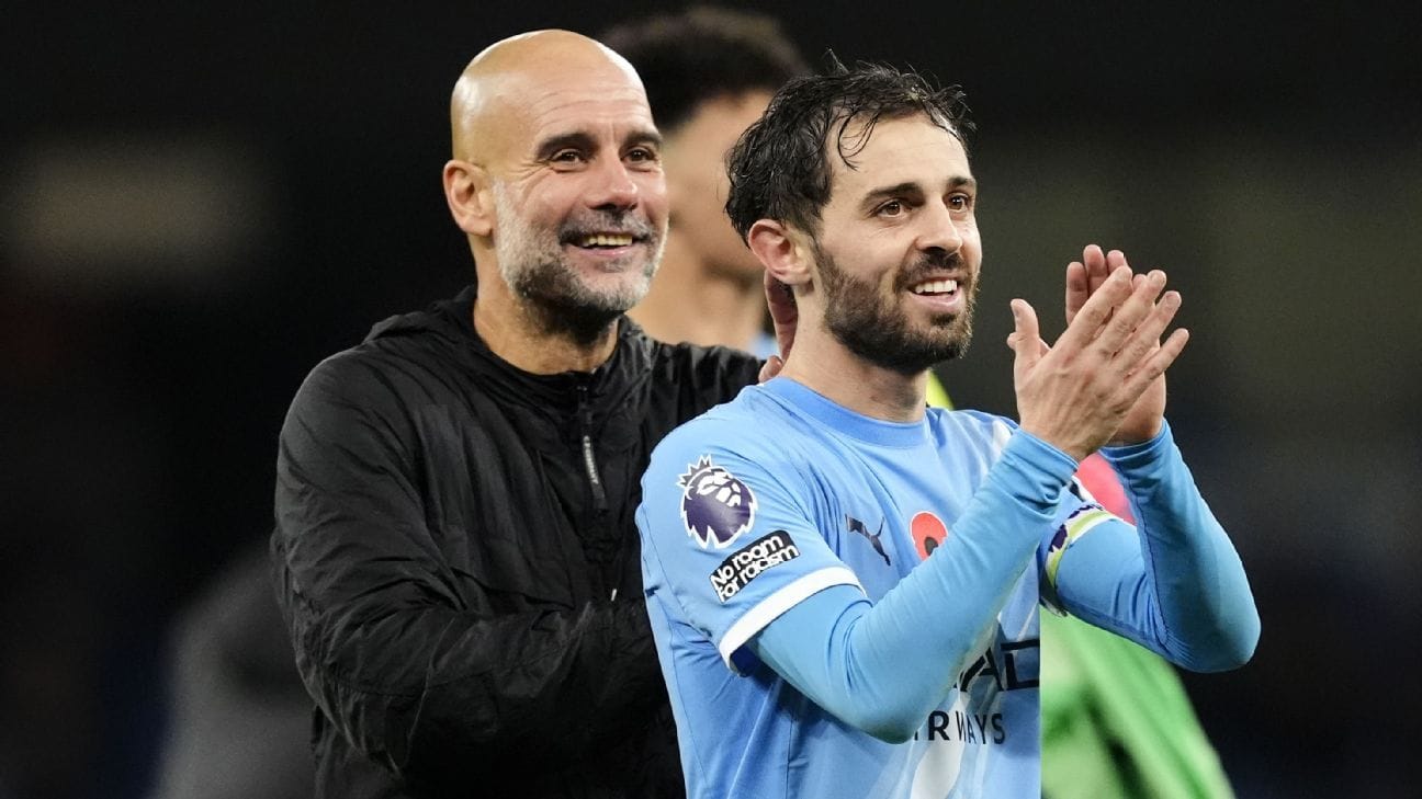 Pep Guardiola: ‘Part of myself is leaving too’ when Bernardo Silva exits Man City at end of season