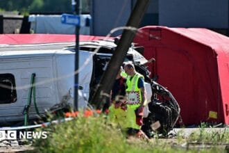 Four killed as school minibus collides with train in Belgium