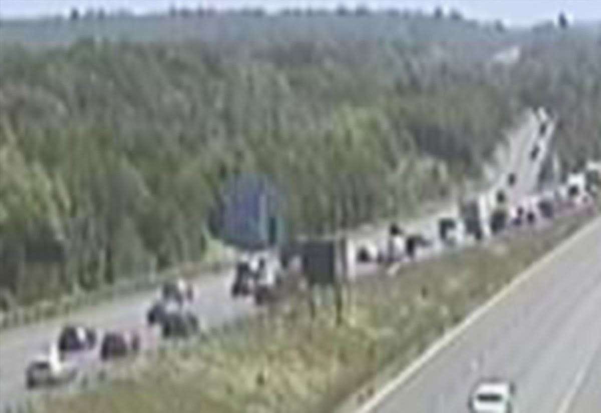 Long delays remain as M2 reopens between Junction 5 Key Street and Junction 6 Faversham after crash involving motorcycle and car