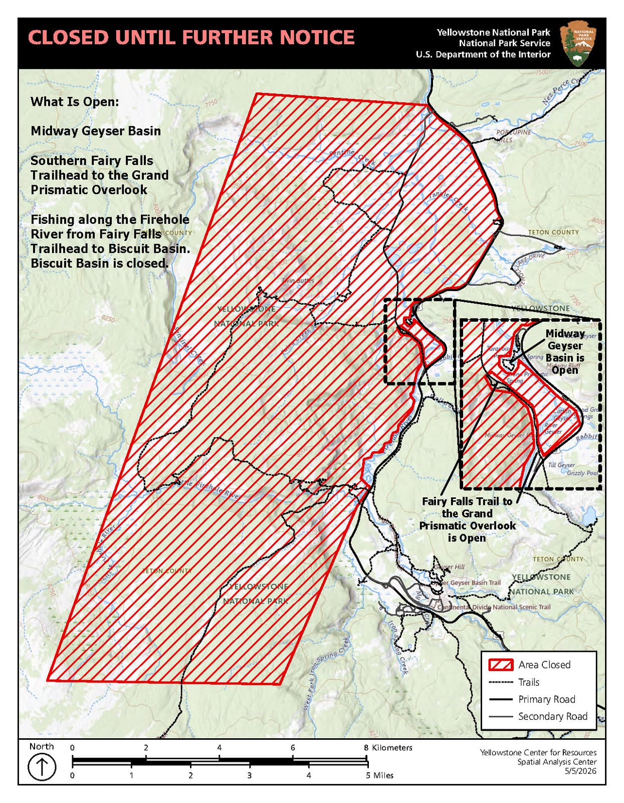 Update: Yellowstone continues area closures near Old Faithful following May 4 bear incident
