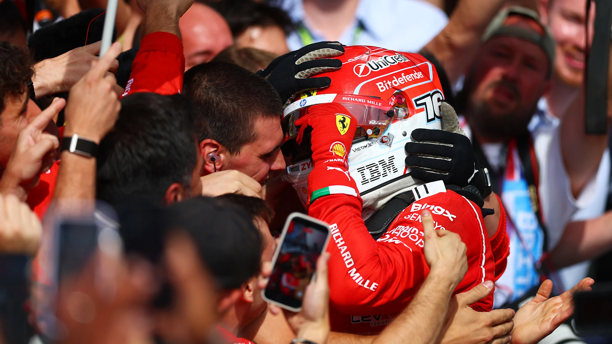 Charles Leclerc wins dramatic British Grand Prix from George Russell and Lewis Hamilton as Antonelli suffers issue